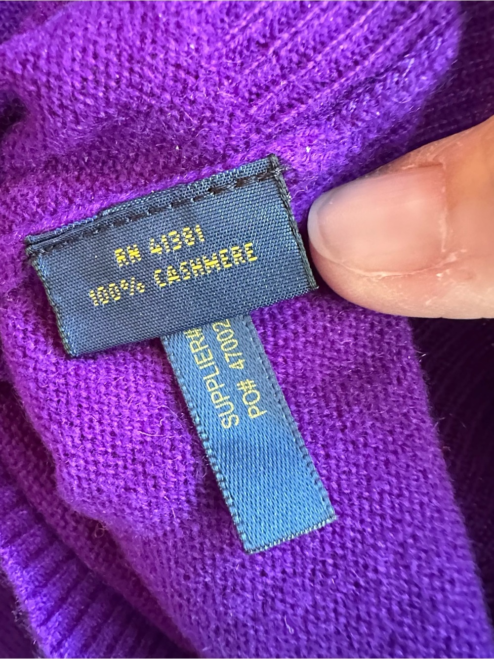 Polo Ralph Lauren 100% Cashmere Purple Collar Short Sleeve Sweater - Picture 4 of 4